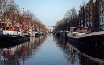 An early morning view of an Amsterdam canal