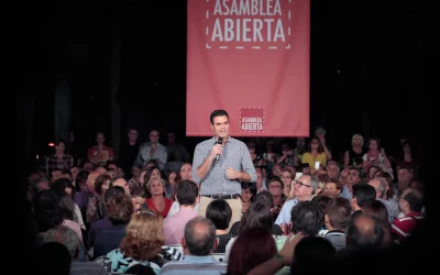 Pedro Sánchez Pérez-Castejón during an Open Assembly in Murcia