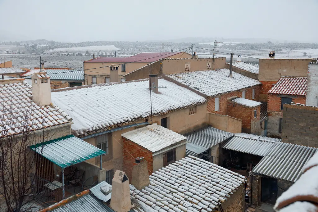 View of snow-covered roofs View of snow-covered roofs